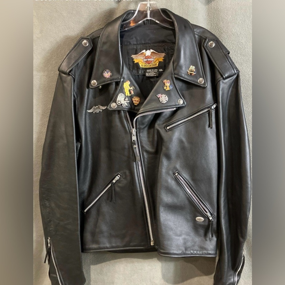 Harley-Davidson Black Biker Jacket with Pins